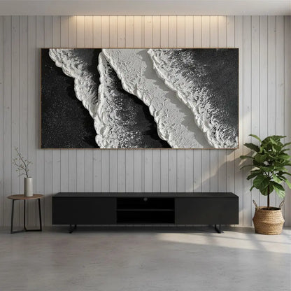 Black Minimalist Textured Painting #BM23 ArtiQuo