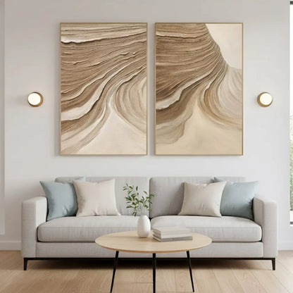 Beige & Brown Abstract Set of 2 #BBM23 ArtiQuo