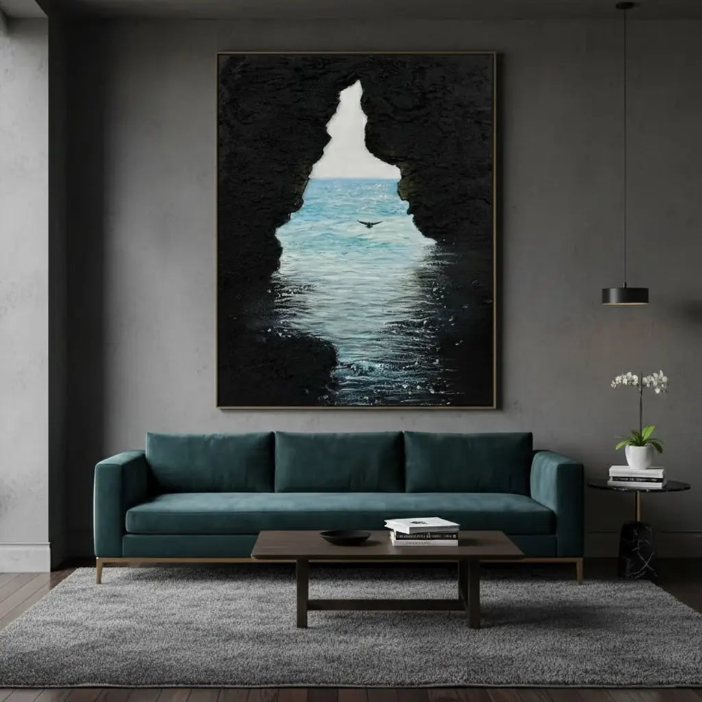 Blue & Black Ocean And Sky Abstract Texture Canvas Art #P242 ArtiQuo