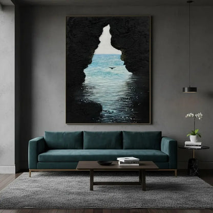 Blue & Black Ocean And Sky Abstract Texture Canvas Art #P242 ArtiQuo
