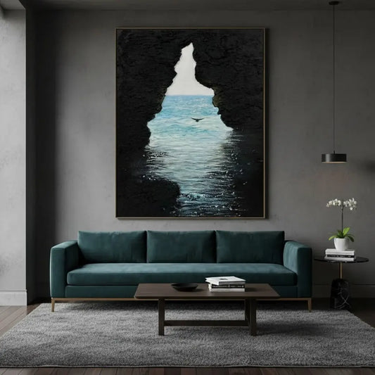 Blue & Black Ocean And Sky Abstract Texture Canvas Art #P242 ArtiQuo