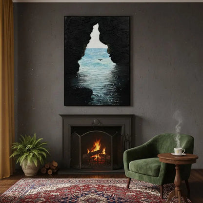 Blue & Black Ocean And Sky Abstract Texture Canvas Art #P242 ArtiQuo
