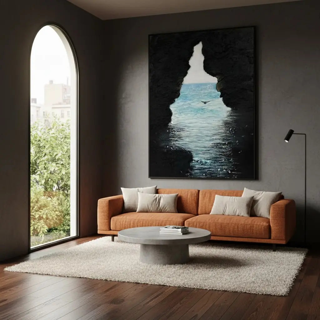 Blue & Black Ocean And Sky Abstract Texture Canvas Art #P242 ArtiQuo