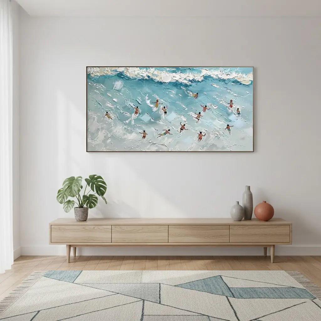Swimming Sport Textured Canvas Painting #P243 ArtiQuo