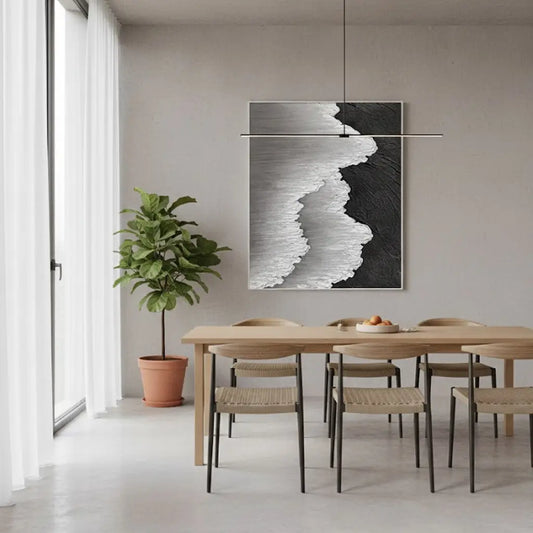 Black White Textured Minimalist Wall Art  #BM24 ArtiQuo