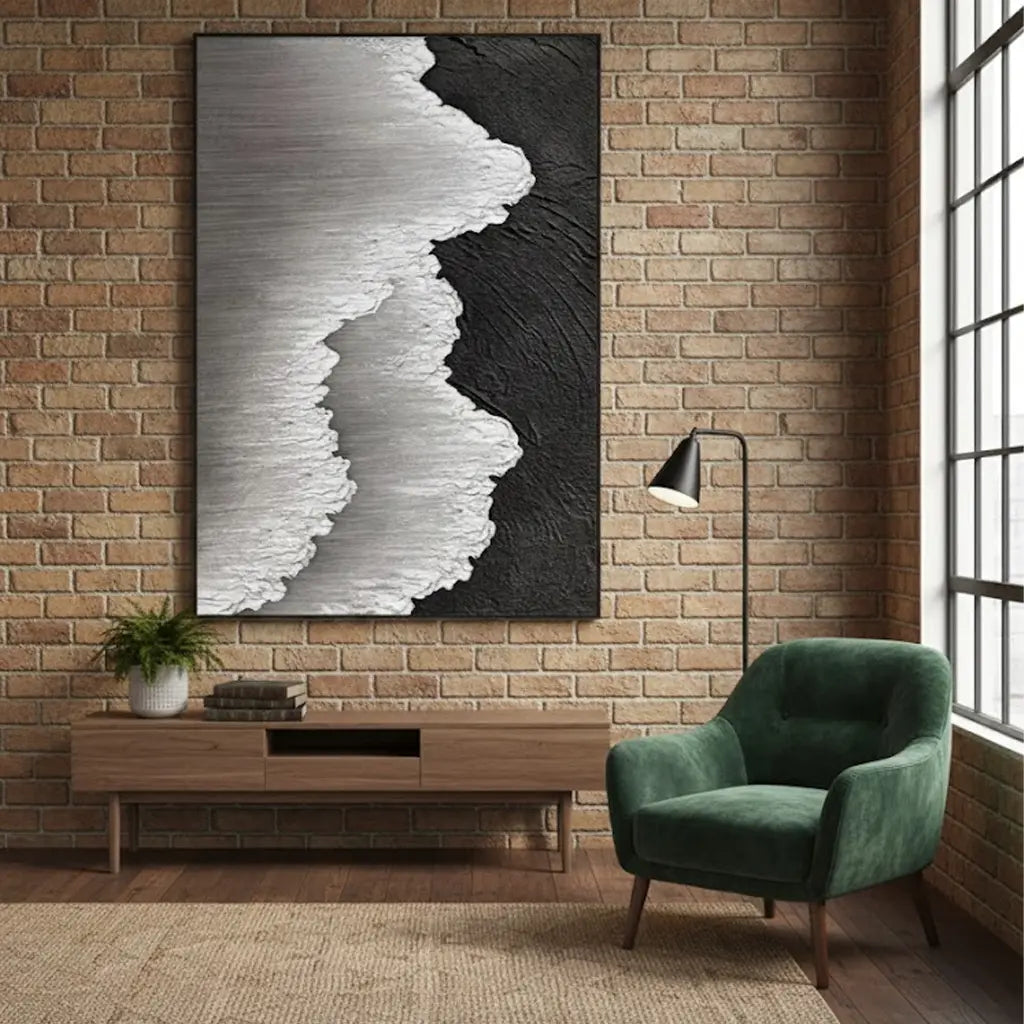 Black White Textured Minimalist Wall Art  #BM24 ArtiQuo