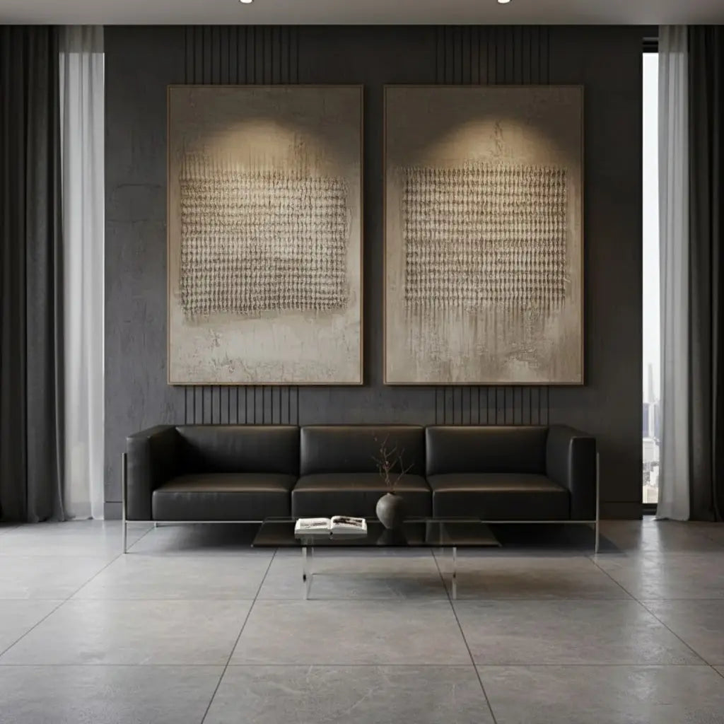 Beige & Brown Abstract Set of 2 #P250 ArtiQuo