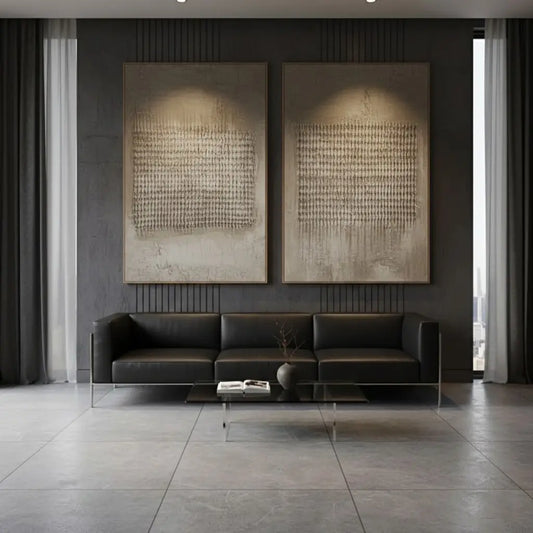Beige & Brown Abstract Set of 2 #P250 ArtiQuo