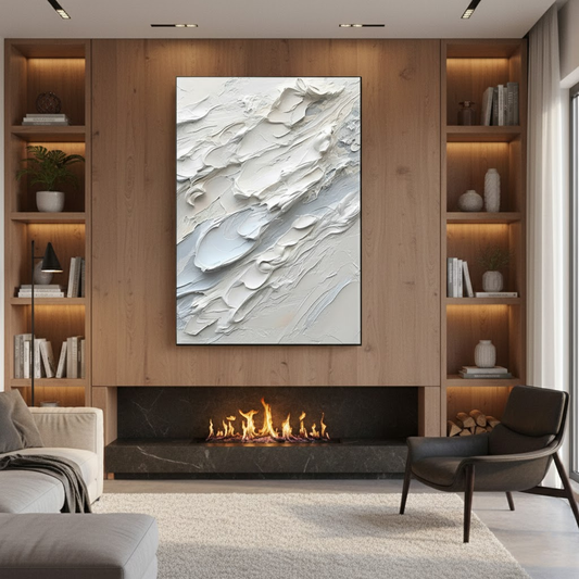 White Minimalist Textured Painting Canvas #WM28