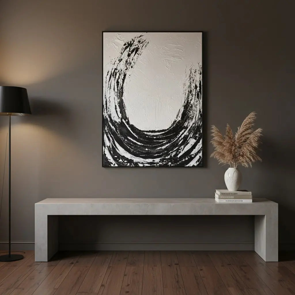 Black White Textured Minimalist Wall Art #BM25 ArtiQuo