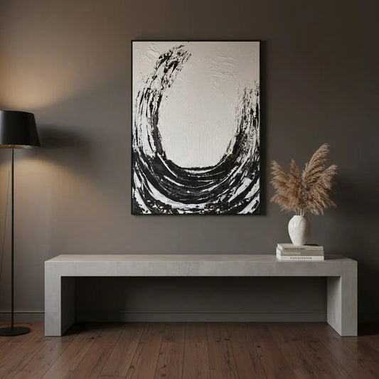 Black White Textured Minimalist Wall Art #BM25 ArtiQuo