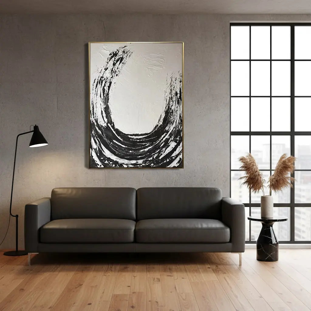 Black White Textured Minimalist Wall Art #BM25 ArtiQuo