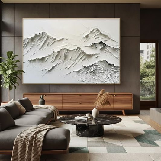 White Minimalist Textured Painting Canvas #P26