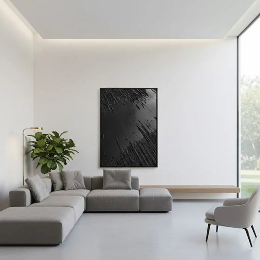 Black Minimalist Textured Painting Canvas #BM26 ArtiQuo