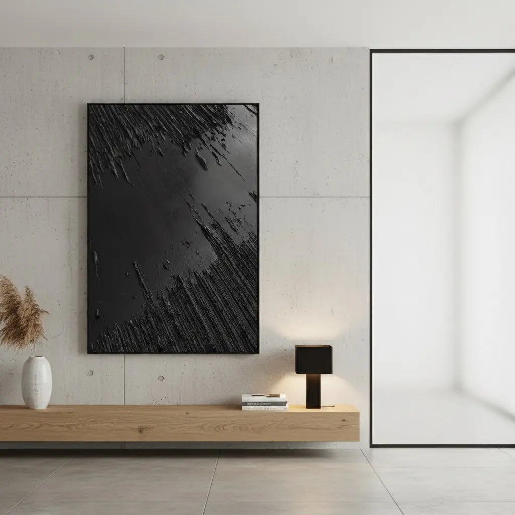 Black Minimalist Textured Painting Canvas #BM26 ArtiQuo