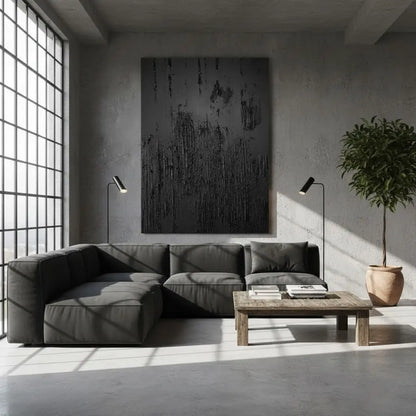 Black Minimalist Textured Wall Art #BM27 ArtiQuo