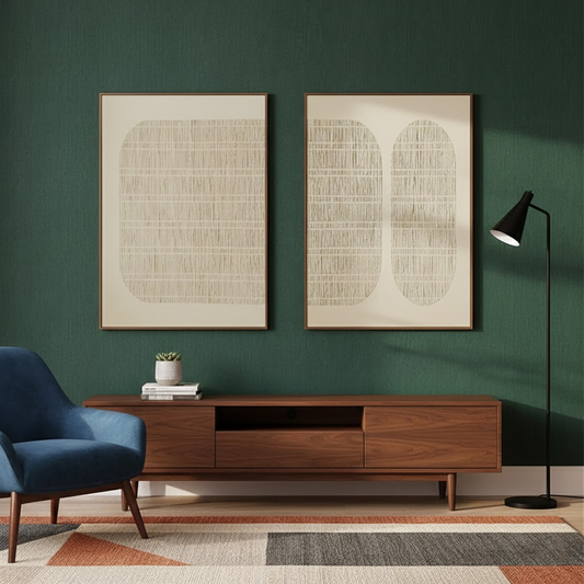 Beige & Brown Abstract Set of 2 #BBM28 ArtiQuo