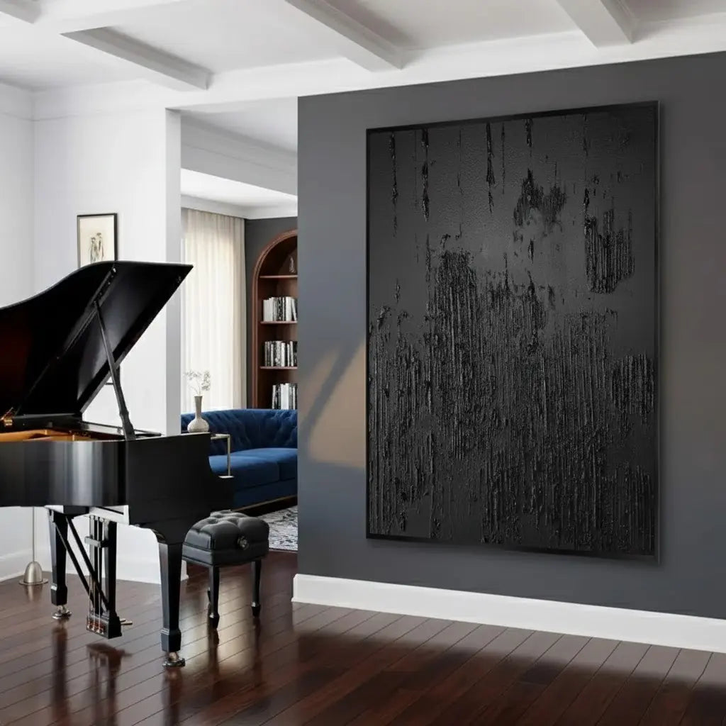 Black Minimalist Textured Wall Art #BM27 ArtiQuo