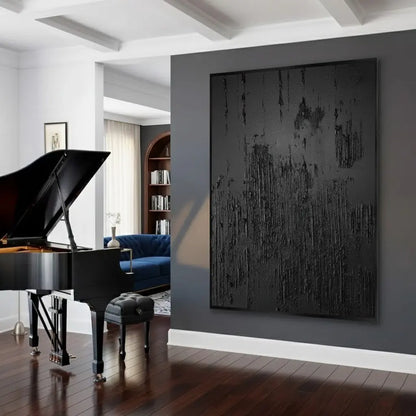 Black Minimalist Textured Wall Art #BM27 ArtiQuo