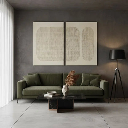 Beige & Brown Abstract Set of 2 #BBM28 ArtiQuo