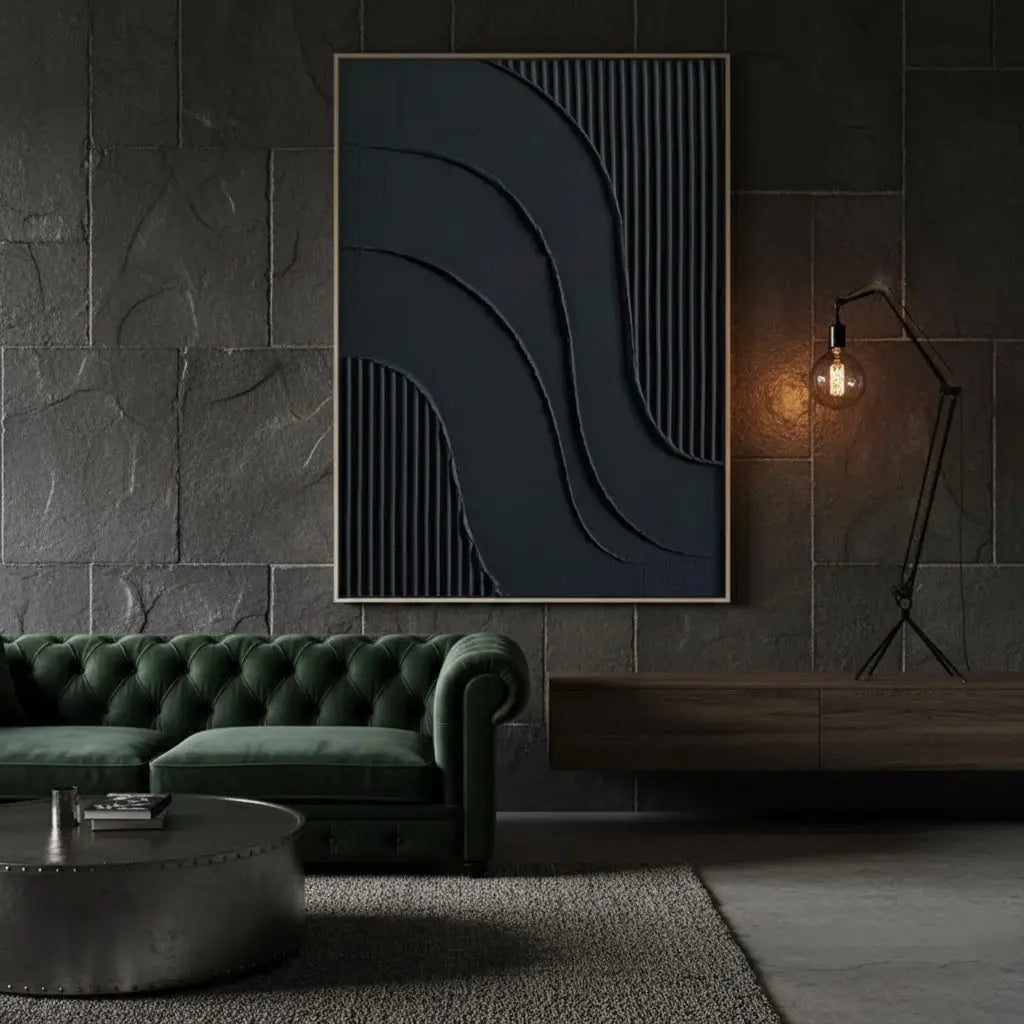 Black Plaster Art Minimalist Textured Painting #BM28 ArtiQuo