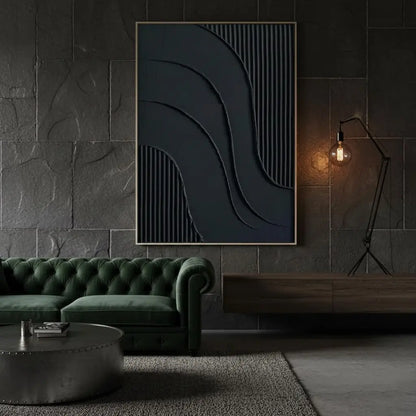 Black Plaster Art Minimalist Textured Painting #BM28 ArtiQuo