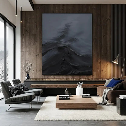 Black Minimalist Textured Painting #BM29 ArtiQuo