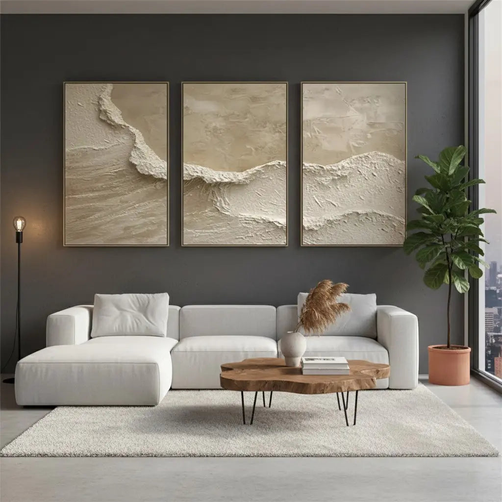 Beige & Brown Abstract Set of 3 #P2 ArtiQuo