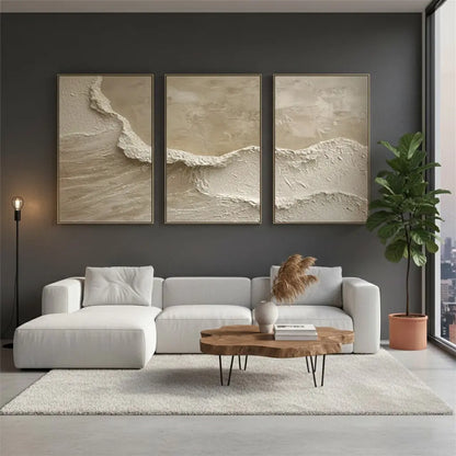 Beige & Brown Abstract Set of 3 #P2 ArtiQuo