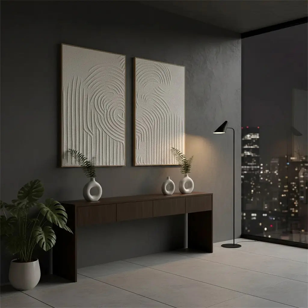 Beige & Brown Abstract Set of 2 #BBM2 ArtiQuo