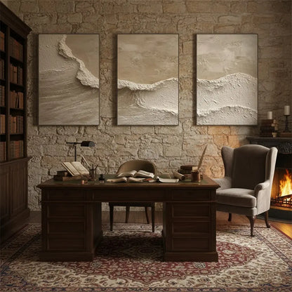 Beige & Brown Abstract Set of 3 #P2 ArtiQuo