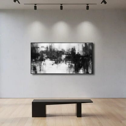 Black White Abstract Textured Wall Art #BM30 ArtiQuo