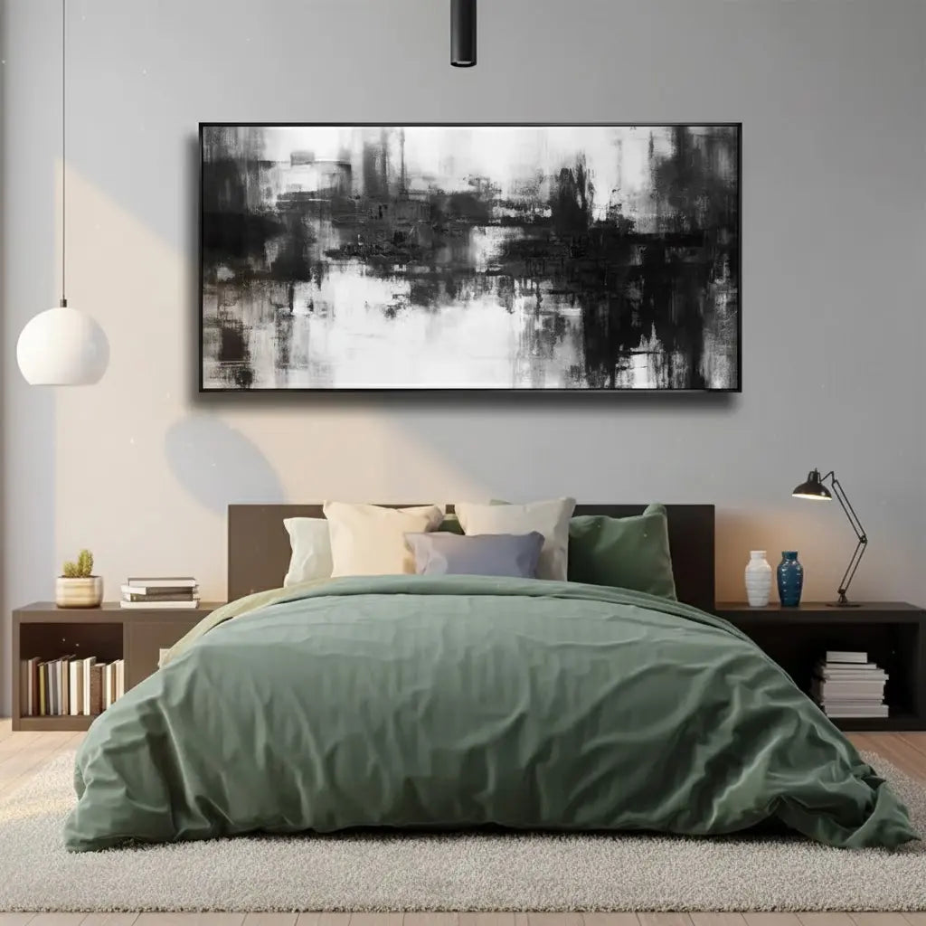 Black White Abstract Textured Wall Art #BM30 ArtiQuo
