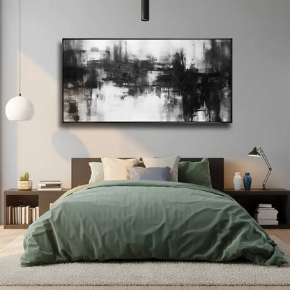 Black White Abstract Textured Wall Art #BM30 ArtiQuo