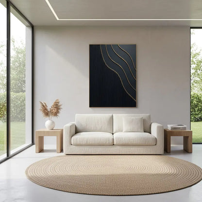 Black Gold Minimalist Textured Painting #BM35 ArtiQuo