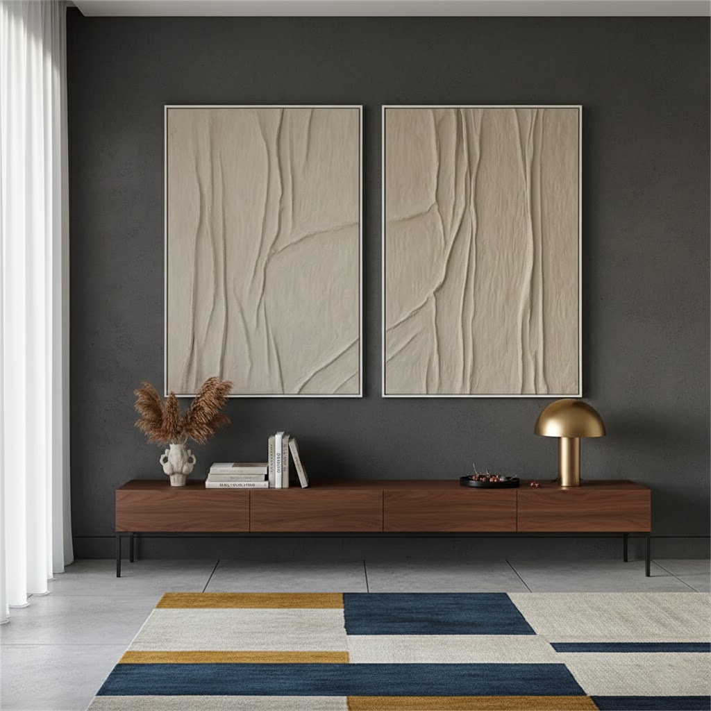 Beige & Brown Abstract Set of 2 #BBM38 ArtiQuo