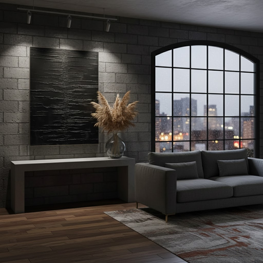 Black Minimalist Textured Painting Canvas #BM38 ArtiQuo