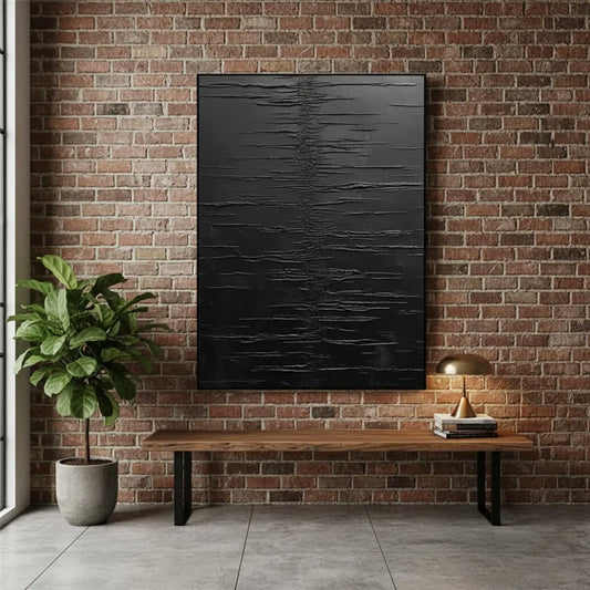 Black Minimalist Textured Painting Canvas #BM38 ArtiQuo