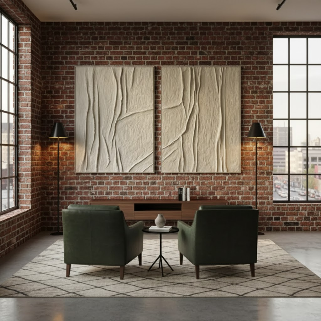 Beige & Brown Abstract Set of 2 #BBM38 ArtiQuo