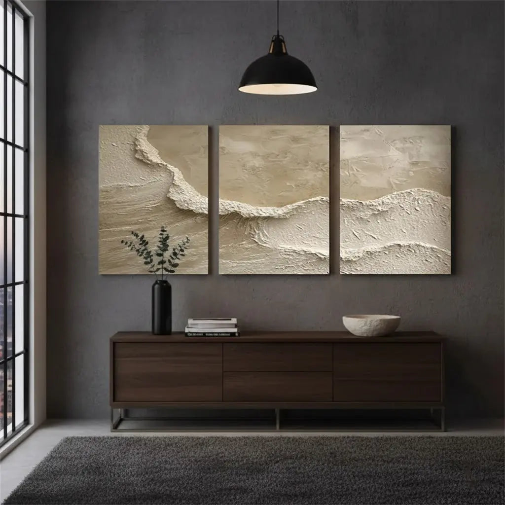 Beige & Brown Abstract Set of 3 #BBM3 ArtiQuo