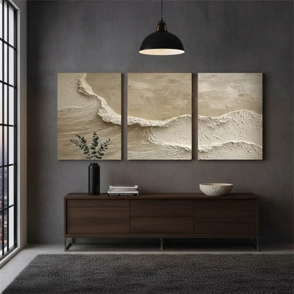 Beige & Brown Abstract Set of 3 #BBM3 ArtiQuo