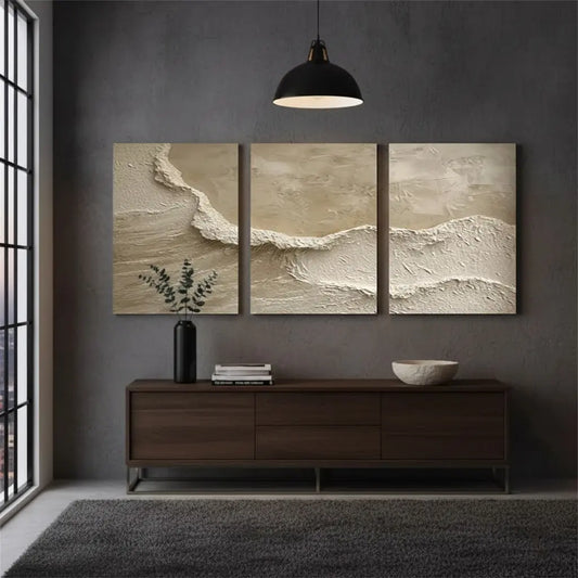 Beige & Brown Abstract Set of 3 #BBM3 ArtiQuo