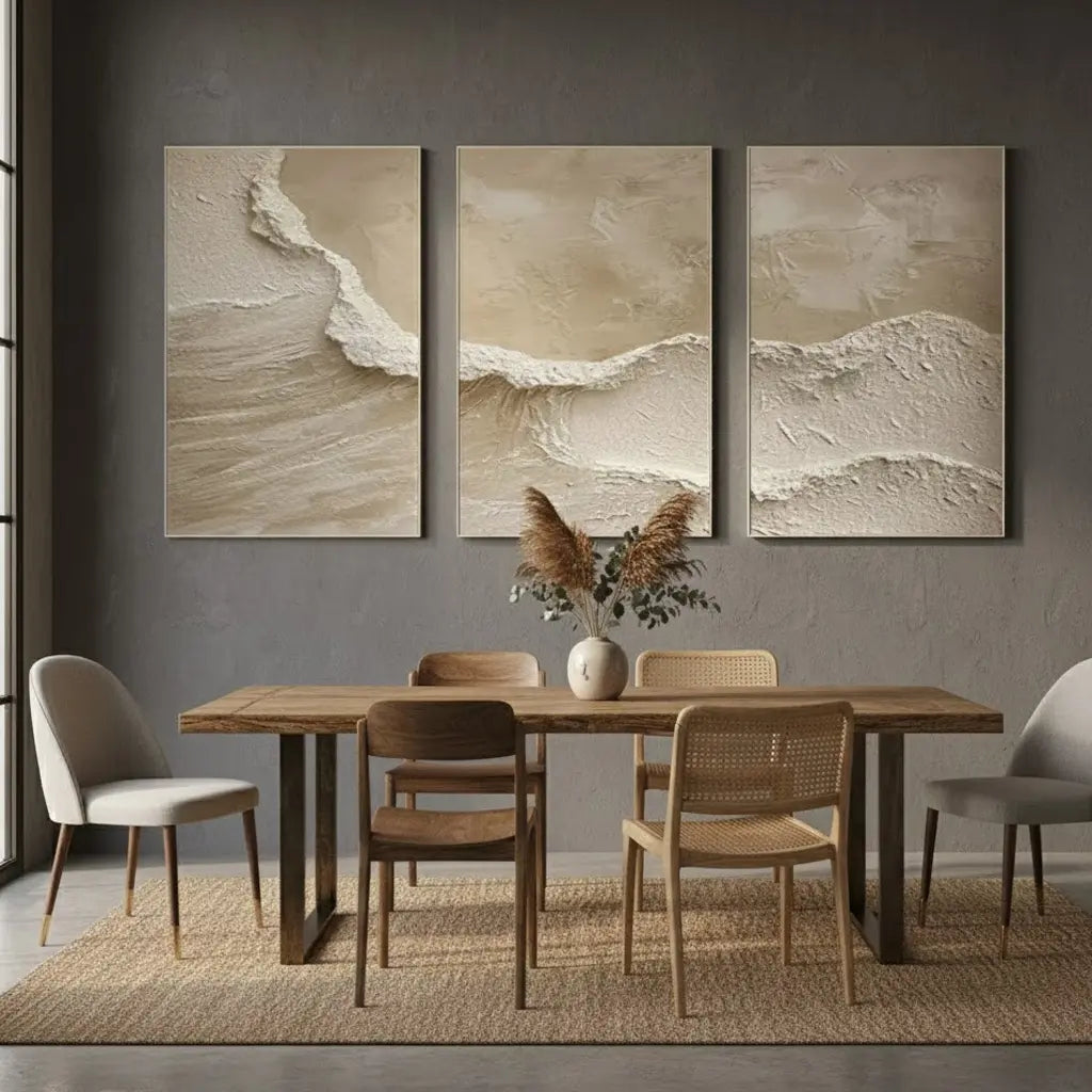Beige & Brown Abstract Set of 3 #BBM3 ArtiQuo