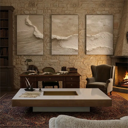 Beige & Brown Abstract Set of 3 #BBM3 ArtiQuo