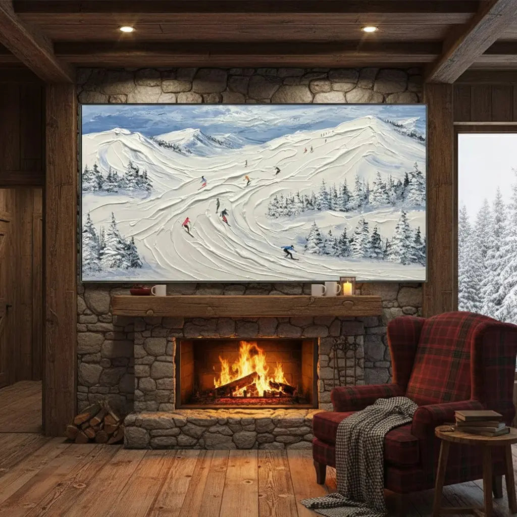 Skiing Sport Art Textured Painting Canvas #P40 ArtiQuo
