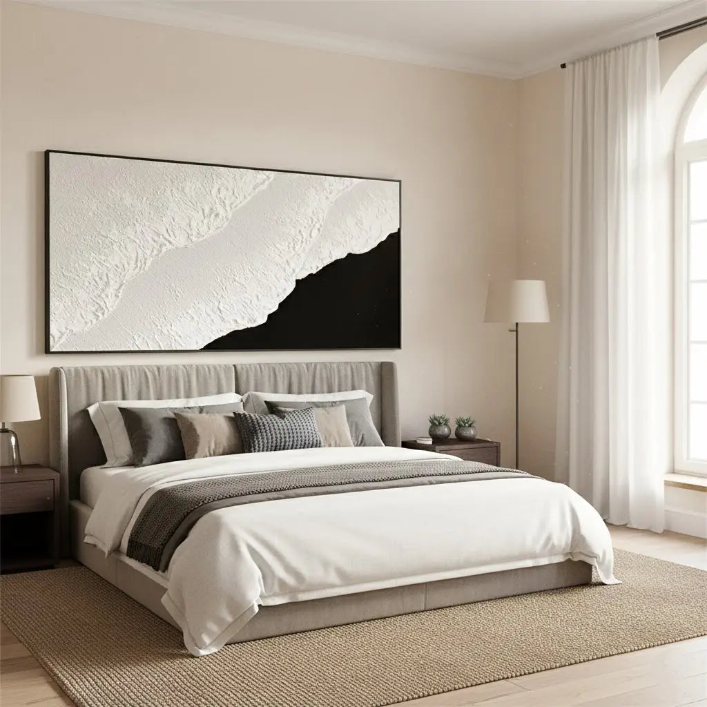Black White Textured Minimalist Wall Art #BM41 ArtiQuo