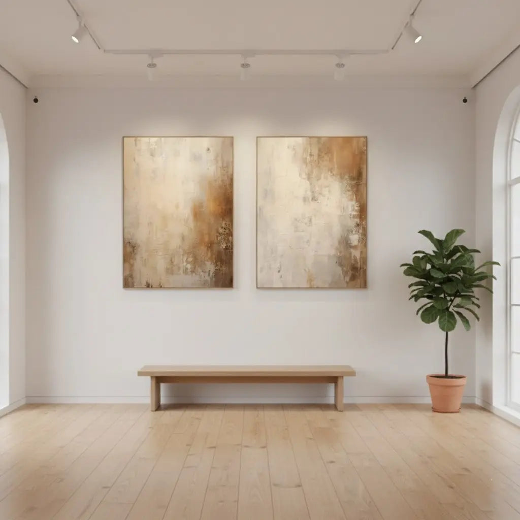 Beige & Brown Abstract Set of 2 #PB46 ArtiQuo
