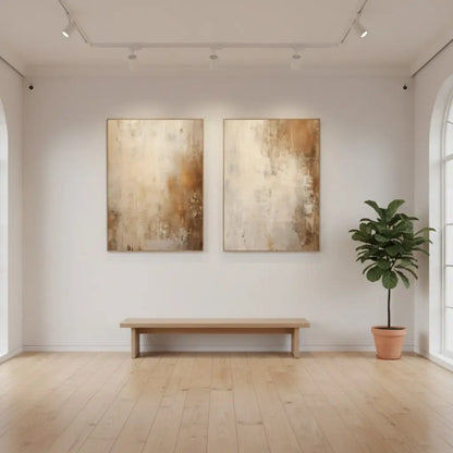 Beige & Brown Abstract Set of 2 #PB46 ArtiQuo