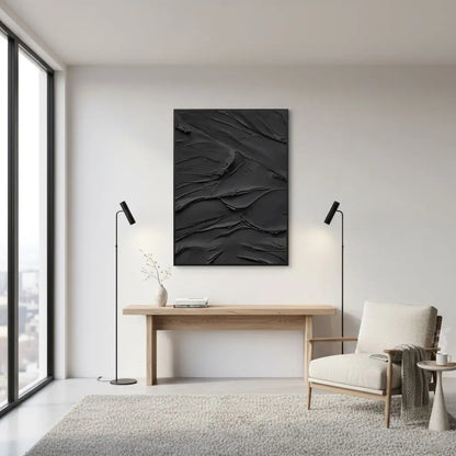 Black Plaster Art Minimalist Textured Painting #BM43 ArtiQuo