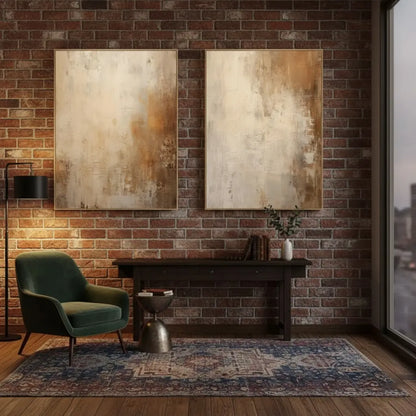 Beige & Brown Abstract Set of 2 #PB46 ArtiQuo